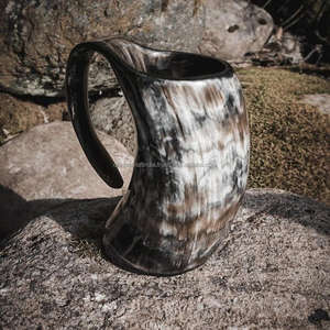 Tasse à corne à boire Viking de qualité supérieure tasses à bière naturelles finies à la main pour les fêtes pour le café en Inde - Product Image 1