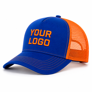 Custom Leather Patch Foam Front Trucker <b>Cap</b> Canvas Front Panel Nylon Mesh Back Wholesale Bulk Supplier For Summer Outdoor Wear - Product Image 1