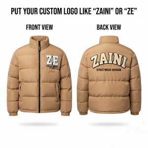 ZAINI <b>Men</b> Premium Puffer <b>Jacket</b> 100% Polyester Worsted Fabric 500g Blue Quilted Panel Design Waterproof Windproof Hooded Garment - Product Image 1