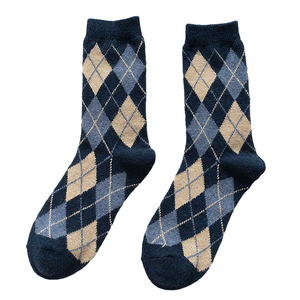 Wholesale Cotton Breathable Jacquard Crew <b>Socks</b> Brown Beige Cotton Mid Tube Casual Dress <b>Socks</b> Autumn Winter Multicolor - Product Image 3