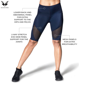 Shorts de compression pour femmes, logo personnalisé, qualité supérieure, couleur bleu foncé, dernier modèle, pour gym, yoga et vélo. - Product Image 6