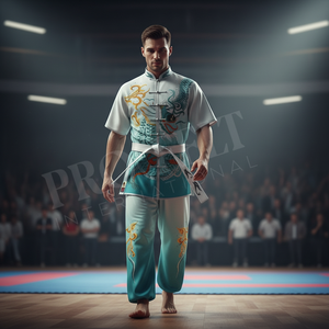 Comfortable New Design Fighter Tai Chi Kung Fu Martial Arts Uniform Custom Made Own Design Short Sleeve Karate Uniform Set - Product Image 3