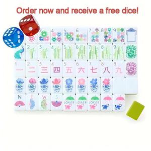 Tuiles de mahjong en acrylique vert pomme, 160 pièces, ensemble gravé au laser pour jeux de mahjong américains - Product Image 6