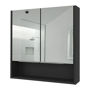 Armadietto Portamedicinali Lexington con Finitura Wengue Nero, Specchio e Tre Ripiani Interni per Uso Bagno - Product Image 5