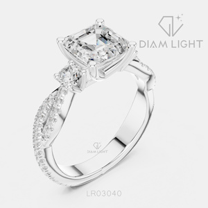 Bague de fiançailles en or blanc 14 carats avec diamant de laboratoire taille Asscher de 1,78 carat, certifiée IGI, couleur F+, clarté VS+, bague de promesse de mariage - Product Image 2