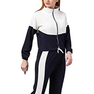 White Turtleneck Zipper Front Top Solid Design Simple Style Women's Sweatshirt <b>Tracksuit</b> Piece - Product Image 5