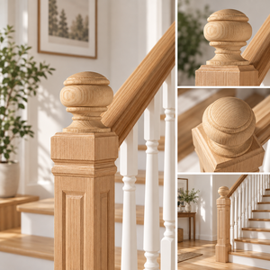 Modern White Oak Staircase Newel <b>Post</b> <b>Cap</b> | Durable Solid <b>Wood</b> Stair Parts - Product Image 4