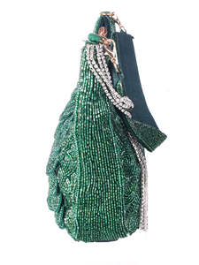 Elegante Bolso de Mano de Gamuza con Logotipo Bordado y Pedrería para Novias, Ideal para Fiestas Nocturnas y Bodas, Hecho a Mano en India - Product Image 2