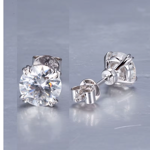 Pendientes Clásicos de Diamantes Redondos con Corte Brillante en Plata para Mujer, Color G, Joyería de Diamantes de Laboratorio - Product Image 3