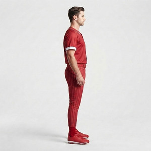 Uniforme de Béisbol para Hombre al por Mayor, Conjunto Deportivo Transpirable con Camisa de Manga Larga y Pantalones a Rayas, 100% Algodón, Logotipo Frontal - Product Image 4
