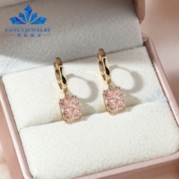 Boucles d'oreilles solitaires en or massif 14K 18K certifiées IGI, diamant rose vif de 4,0 carats taille radiant, clous de mariage