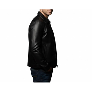 Chaqueta Clásica Minimalista de Piel de Oveja Negra para Hombre, Talla XS, para Otoño - Product Image 1
