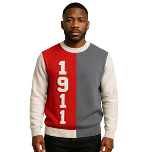 เสื้อสเวตเตอร์ถักไหมพรมสีแดงเลือดหมู 3 สี พรีเมียม ดีไซน์พิเศษ ลายปักเชนิลล์ สำหรับพี่น้องสมาคมกรีก 9 ฝ่าย เสื้อคลุมสไตล์กรีกคลาสสิก - Product Image 1