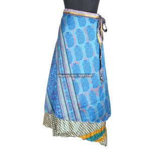 New Multi Designed Stylish Silk Long Skirts Real Vintage Indian Silk Sari <b>Magic</b> Wrap Around Skirts <b>Beach</b> Wear Indian Printed - Product Image 6