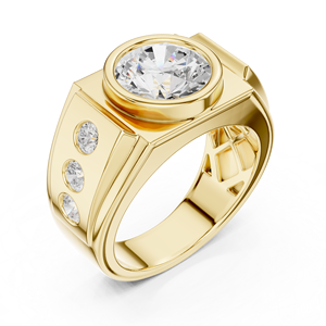 Bague de déclaration pour homme en or jaune avec diamant de laboratoire – Bague de luxe audacieuse de créateur pour bijoux en diamant - Product Image 2