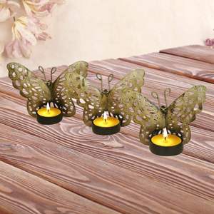 Ensemble de 3 bougeoirs à LED papillon haut de gamme, les plus vendus, pour éclairage d'ambiance pour Diwali et salons – Disponible à l'Expo - Product Image 2