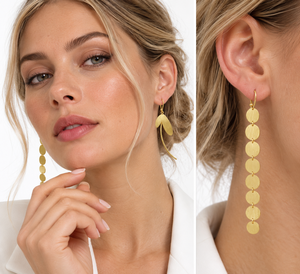 Pendientes Colgantes de Latón Hechos a Mano con Baño de Oro Estilo Bohemio para Mujer - Diseño de Planta, Étnicos, para Fiesta/Regalo, Creaciones Soumya de Rajasthan - Product Image 1