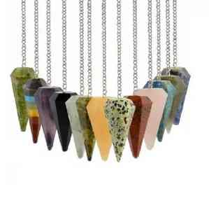 Pendentif en agate Aameena et amazonite naturelle à facettes en forme de cône, thème amour, pierre précieuse de guérison, en provenance du Gujarat, Inde - Product Image 2