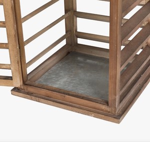 Lanterne carrée en bois naturel avec panneaux en verre, porte-bougie rustique fait main pour la décoration intérieure, Noël, Pâques, mariage, Art Empire - Product Image 4