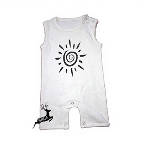 Romper de Bebé de Manga Corta de Algodón Orgánico OCS, Terciopelo, Bambú, Lana Merino Supima, Cierre de Botones a Presión, OEM, Venta al por Mayor, Unisex - Product Image 1