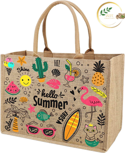 Bolsa de Yute Natural Grande con Cierre para Compras en el Supermercado - Product Image 2