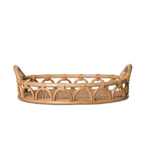 Boho Decorative Serving Tray Brown Rattan Wood Bamboo Water Hyacinth Fringe <b>Placemats</b> <b>Rectangle</b> Home Storage Organizing Tray - Product Image 5