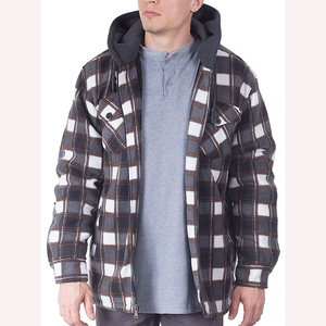 เสื้อแจ็คเก็ตผ้าฟลานเนลลายสก็อตหนาแบบมีฮู้ด บุผ้าแบบควิลท์ สีแดงเข้มหลากสี ระบายอากาศได้ดี มีซิปและกระดุม - Product Image 5