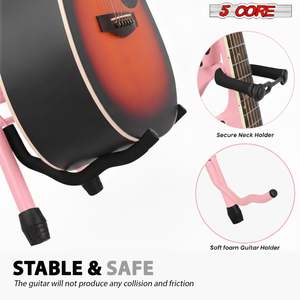 5Core Guitar <b>Stool</b> 3.15" Padded Chair Foldable Heavy Duty Music Seat Built in Foot Rest Guitar Stand - Product Image 4