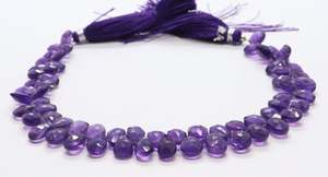 Cuentas de Amatista Africana Natural AAA, Forma de Pera Facetada, 6x9MM, Cuentas de Piedras Preciosas de Amatista, Hilo de 8 Pulgadas, Cuentas Facetadas - Product Image 4