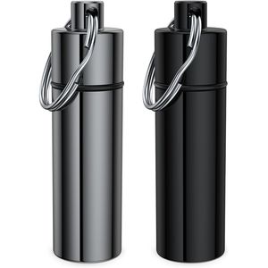 2-Pack <b>Small</b> Metal Keychain Pill <b>Box</b> Portable Mini Travel Pill Container with Keyring for <b>Storage</b> Cases - Product Image 1