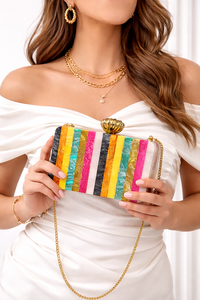 Luxury Handmade Resin Clutch <b>Bag</b> for Women Pearl Beaded Evening Purse with Acrylic Cover for Weddings & Parties - Product Image 4