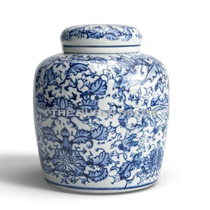Jarrón Decorativo de Porcelana Azul y Blanco Estilo Art Deco con Tapa, Diseño Duradero Hecho a Mano, para Uso como Vajilla - Product Image 4