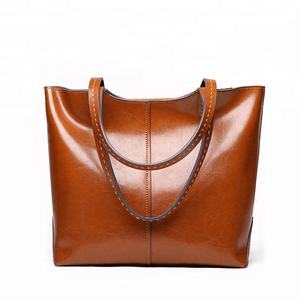 Casual Genuine Leather Tote Bag <b>Women</b> Large Capacity Shoulder Handbag Real Leather <b>Work</b> Purse Custom Logo - Product Image 2