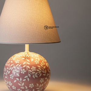 Lampe contemporaine en os incrusté de pierres roses |   Éclairage de table design pour maisons élégantes - Product Image 3