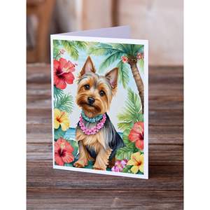 Silky Terrier Luau Cartes de voeux fantaisistes A7 Lot de 8 cartes vierges avec enveloppes Taille 5x7 - Product Image 2