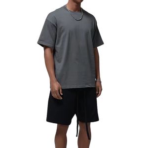 เสื้อเชิ้ตผ้าฝ้ายคอกลมสีเทาสไตล์มินิมอลสำหรับผู้ชายระบายอากาศได้ดีน้ำหนักเบาแขนสั้นสวมใส่สบายทุกวัน - Product Image 1