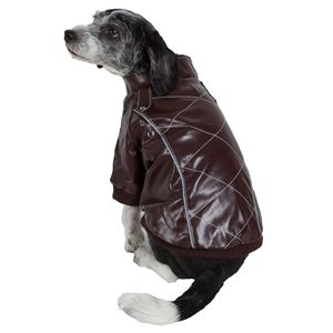 Cappotto per animali domestici in pelle scamosciata alla moda Wuff-Rider con dettagli cuciti eleganti vestiti per animali domestici - Product Image 3