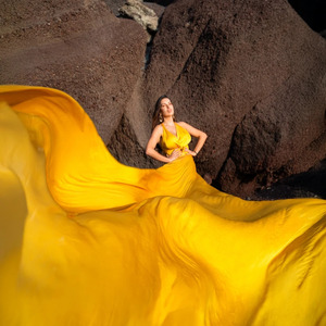 Premium Long Train Flowing Satin <b>Halter</b> Evening Gown Elegant <b>Backless</b> Photoshoot Attire Luxurious High Split Beach Vacation - Product Image 3