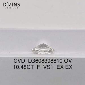 D'vins Jewels Bijoux Personnalisés Diamant de laboratoire CVD ovale taille F VS1 10,48 carats Fancy Light - Product Image 2