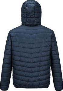 Veste matelassée à capuche bleu marine pour homme, coupe-vent, rembourrage en polyester, fermeture éclair, vêtement d'hiver décontracté, coupe régulière - Product Image 2