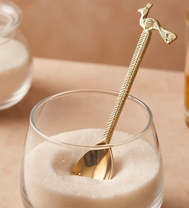 Cuillère de mariage en forme de paon couleur or de luxe, parfaite pour les hôtels, restaurants et services de table de dessert. - Product Image 5
