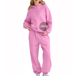 Conjunto Deportivo Rosa con Capucha para Mujer, Sudadera de Manga Larga y Pantalones Jogger, Atuendo Casual de Dos Piezas para Mujer, Ropa de Invierno - Product Image 1