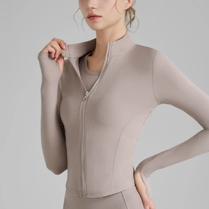 MOON WEARS New Stand Collar Breathable Quick Dry Eco-Friendly <b>Yoga</b> <b>Jacket</b> Cotton Zipper Closure Autumn Tight Fit Activewear - Product Image 1