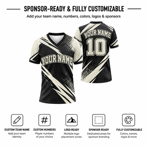 Maillot personnalisé à col en V, manches courtes, impression par sublimation, séchage rapide, 100% polyester, vêtements d'équipe unisexes pour adultes - Product Image 4