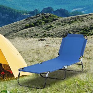 5 posizioni reclinabile posteriore in tessuto Oxford pieghevole Chaise Lounge piscina Patio sedia abbronzante per spiaggia cortile blu salotto all'aperto - Product Image 2