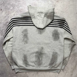Conjunto de Sudadera con Capucha y Pantalones Deportivos de Punto para Hombre, Personalizado, de Alta Calidad, 100% Algodón Lavado, con Franja Lateral Estampada, Transpirable, Estilo Urbano - Product Image 3