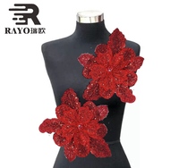 Patchs de fleurs 3D avec strass dentelle paillettes cloutés bricolage vêtements décoratifs à coudre appliques extensibles lueur dans l'obscurité caractéristique