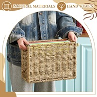 Boîte de rangement suspendue en jonc de mer, panier de classement pliable et portable, panier de rangement fait main, vente en gros, écologique, fabriqué au Vietnam