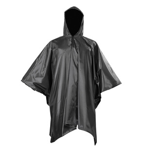 Poncho de pluie unisexe noir imperméable à capuche avec fermeture éclair, coupe longue et ample pour adulte, poncho d'extérieur - Product Image 1