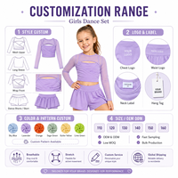 Ensemble de sport pour enfants personnalisé ODM OEM : Tenue de yoga respirante en maille unie à manches longues et short athlétique double couche pour filles, idéal pour l'extérieur